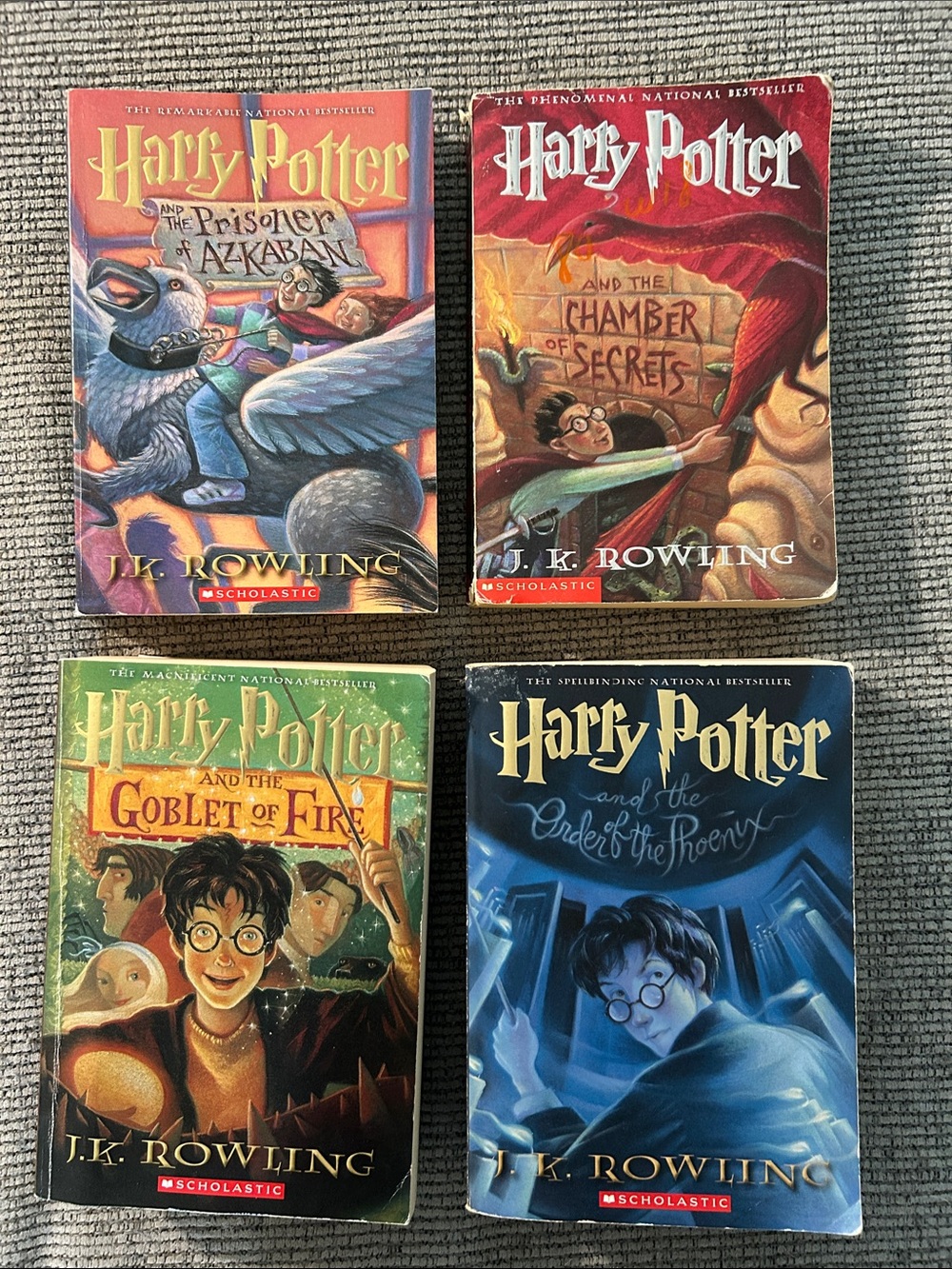 Harry Potter book collection Mary GrandPre artwork books 2, 3, 4, 5 early covers
